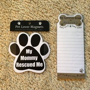 Dog Bone Things To Do Magnetic Notepad + Pawprint Pet Lover Magnet Bundle